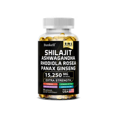 15250mg Shilajit Capsules with Ginseng Ashwagandha Turmeric, Energy Supplement Muscle Mass Endurance