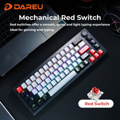 DAREU 2.4G Wireless Mechanical Gaming Keyboard 4000mAh Red Switch All Key Non-conflict Rainbow Lighting with Multifunction Knob