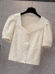 Spring Summer ort Sve Sweet Sle Pure Color Women's irt Slim Fit Chiffon Cardigan irt Fre Sle Small ence