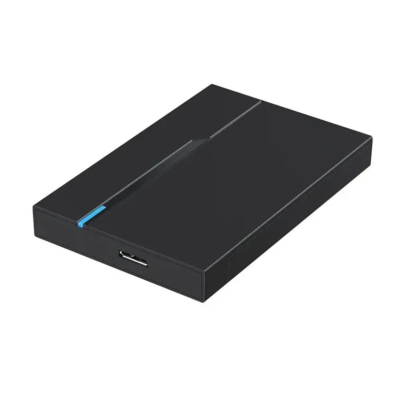 2.5-inch external hard drive enclosure case, black, with USB-C port