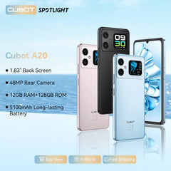 [العرض العالمي الأول] هاتف Cubot A20 الذكي بنظام Android 14 12 جيجابايت (4 جيجابايت + 8 جيجابايت ممتدة) + 128 جيجابايت 90 هرتز 6.745 بوصة عالية الدقة + شاشة Face ID 5100 مللي أمبير في الساعة هاتف محمول