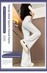 ay High Waist Bell Bot Pants Women's Summer 2025 New Casual Sports Sweatpants Small Size Slimming  Hoof Pants