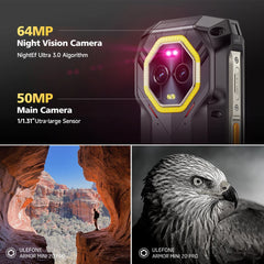 هاتف Ulefone Armor Mini 20 4G 4.7" Rugged Phone 64MP Night Camera Android 14 Smartphone 6200mAh Mobile Phone NFC 16GB+256GB 33W G99