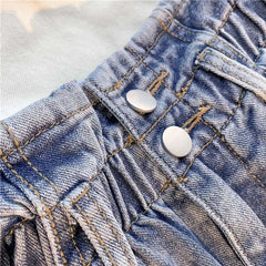 High Waist A-Line Wide Leg Jeans orts Women's Cuffed Loose Slimming High Waist Flower Bud Pants Summer Casual orts