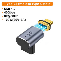 محول شحن USB 4.0 مغناطيسي سريع 100 وات من النوع C OTG 40 جيجابايت في الثانية لنقل البيانات لأجهزة الكمبيوتر اللوحية والهواتف وأجهزة الكمبيوتر المحمولة Macbook Air Pro