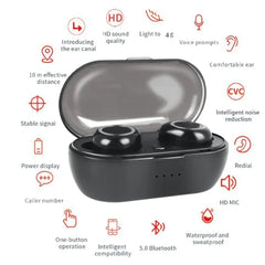 سماعات أذن لاسلكية Y50 TWS Fone Bluetooth مع تحكم باللمس وسماعة رأس لاسلكية مزودة بميكروفون وسماعات أذن بلوتوث