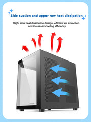 علبة كمبيوتر سطح المكتب Power Train Star Realm M-ATX بدون أعمدة، زجاج ثلاثي الجوانب، إطلالة بانورامية على البحر، غرفة 240، تبريد مائي