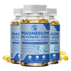 Magnesium Glycinate D3 B6 Capsules for Relax Sleep Nerve Muscle and Heart Health Supplement