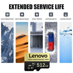 بطاقة ذاكرة Micro SD أصلية من لينوفو بسعة 2 تيرابايت و1 تيرابايت و512 جيجابايت وبطاقة ذاكرة عالية السرعة بسعة 256 جيجابايت و128 جيجابايت وبطاقة TF لمعدات الطائرات بدون طيار والصوت وأجهزة الكمبيوتر الشخصية