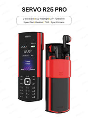SERVO R25 PRO Originality Mobile Phone Dual SIM 2GGSM TWS Super Sound Blacklist Bluetooth Dial Speed Dial Auto Call Record Torch