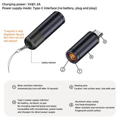 Type C Mini Lighter Blow-to-Ignite Auto Shut-Off for Air Travel Outdoor No Battery No Flame USB C Cigarette Lighter Adapter