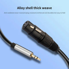 كابل صوت XLR إلى 3.5 مم، ميكروفون، سلك صوت تناظري متوازن، XLR أنثى إلى مقبس AUX 3.5 مم لجهاز الكمبيوتر والهاتف ومكبر الصوت