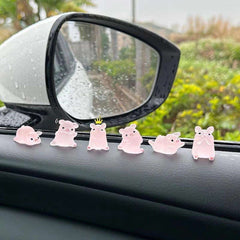 6pcs/set Cute pig cartoon Car Interior Decoration Car Doll Center Console Screen Decoration Cute Car Accessories for Women