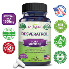 Balincer Resveratrol Capsules Support Cardiovascular Health, Antioxidants, Improve Immunity, and Promote Smooth Skin