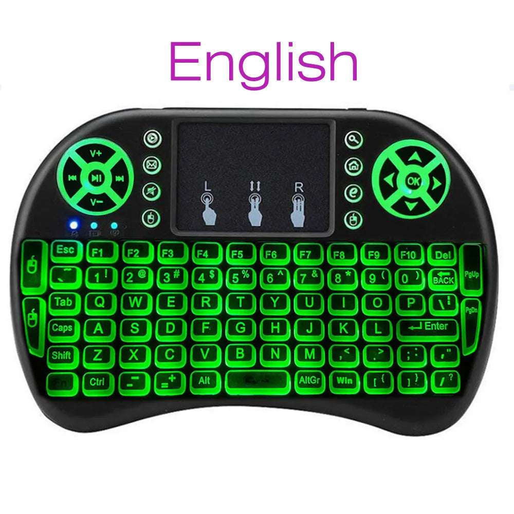 I8 Mini Keyboard M9 Wireless 2.4G Backlit English Russian French Spanish Portugal Fly Air Mouse Touchpad for Android TV Box PC