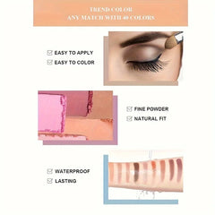 40 Colors Glitter Eyeshadow Palette with Free 5 Brushes Matte Waterproof Long Lasting Pressed Powder Cosmetics MakeUp Kit