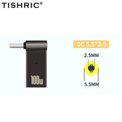 TISHRIC Laptop Power Charger Supply Connector Adapter PD 100W 5A  USB Type-C Female to DC Male For HP/Lenovo/DELL