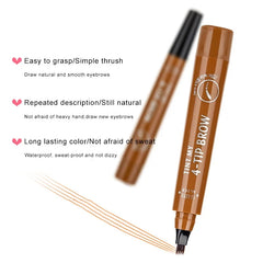 4 Splitted Head Eyebrow Pencil Long Last  Smudge Proof Waterproof Sweat Proof High Pigmented Easy Applying Liquid Eyebrow Pencil