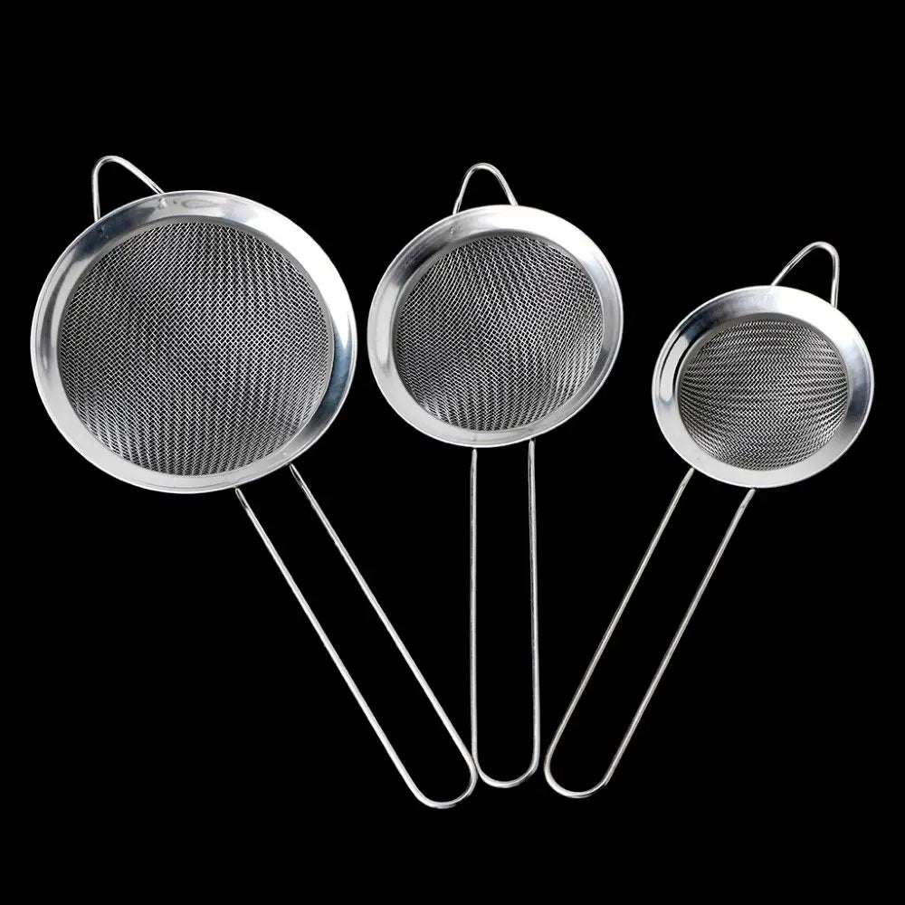 Flour Strainer Mesh With Handle Diameter7/8/10/12/14/16/18/20/22cm Stainless Steel Colander Tea Sifter Kitchen Sieve Filter Tool