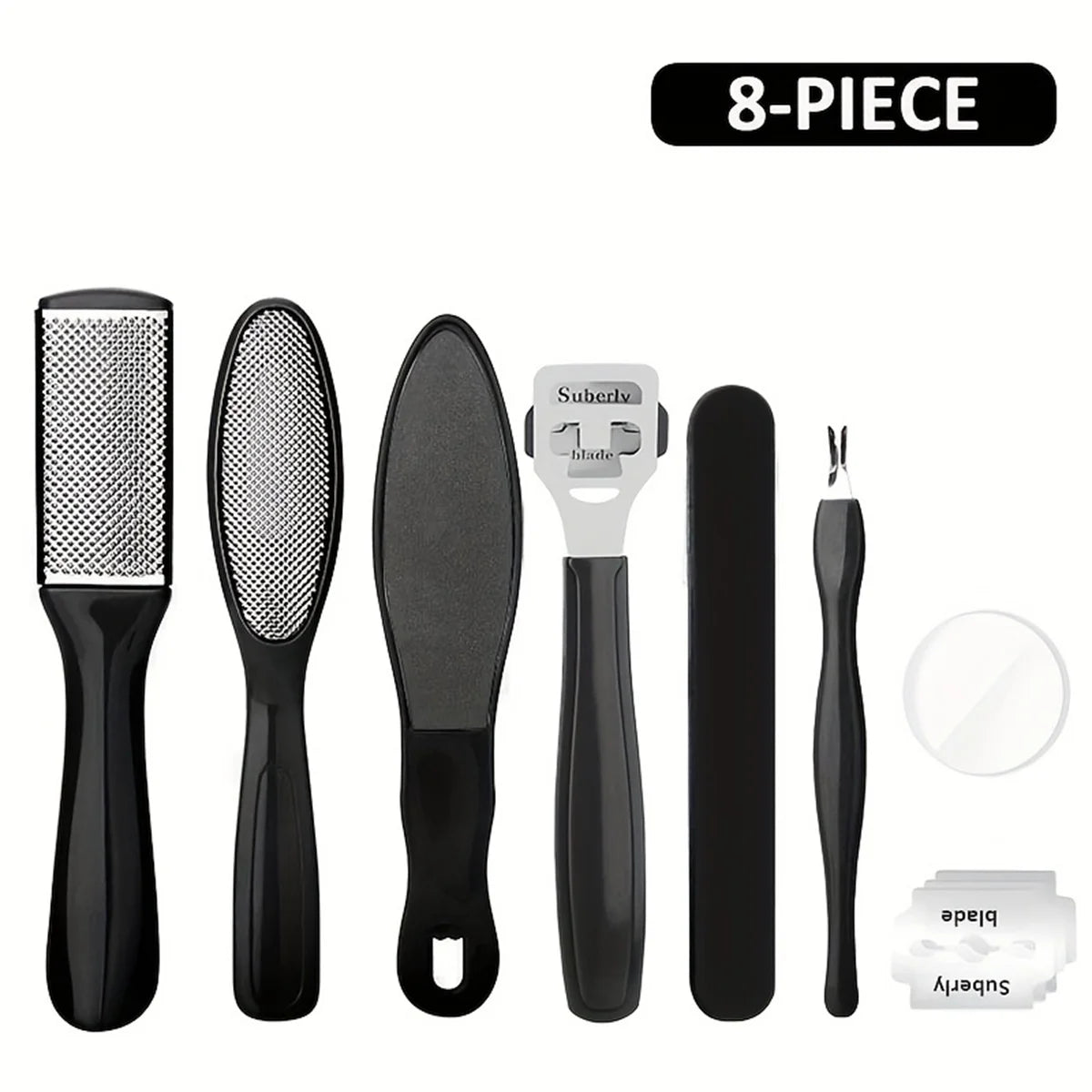 8/10 Pcs Pedicure Set Peeling and Exfoliating Calluses Foot Scrubbing Brush Stainless Steel Double-sided Foot Care Pedal Stone