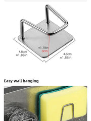 1pc Sink Sponge Holder For Kitchen Slivery Stainless Steel Household Water Channel Dishcloth Rag Storage Rack
