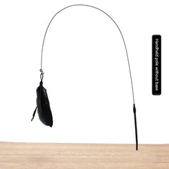 Cat Toy Cat Teaser Stick With Bell Extended Rod Suction Cup Self High And Durable Bite Teaser Tool Replaceable Feather Head