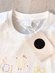 Retro Japanese Cartoon Print Pure Cotton ort Sve Women's T-irt Summer Design Loose Student Top Korean Sle round Ne
