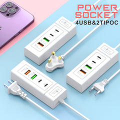موزع محطة شاحن الطاقة بمقبس USB 5 فولت و4 أمبير USB TYPE C 3.0 شاحن سريع قابس شحن الهاتف مقبس USB كهربائي للولايات المتحدة والاتحاد الأوروبي