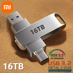 محرك أقراص فلاش USB 3.2 فائق السرعة من شاومي بسعة 16 تيرابايت، محرك أقراص USB 3.2 فائق السرعة لنقل المعادن، محرك أقراص USB مقاوم للماء من النوع C، محرك أقراص SSD USB