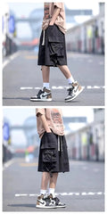2024 Black Cool Cargo Shorts for Men and Women Couples Thin Loose Dopamine Sports Casual Korean Hip Hop Outwear Shorts Men