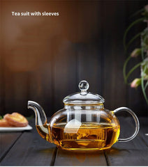 400ml/1000ml Filterable Heat-resistant Thickened Glass Teapot High Borosilicate Glass Flower Tea Pot Heatable Glass Tea Set
