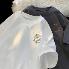 ex Pure Cotton ort Sve T-irt fiti Letter Print Casual Faionable UV Protection Coating Tag Removed Clothing
