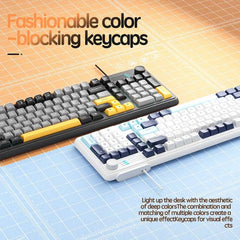 Wired Keyboard - Silent Red Switches, Ergonomic Design, Color-Blocked Keycaps, for Gaming/Office with Control Knob