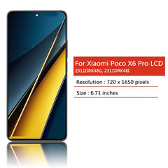 6.67"AMOLED For Xiaomi Poco X6 Pro X6Pro 5G 2311DRK48G LCD With Touch Screen Digitizer Assembly For Redmi K70E K70e 2311DRK48C