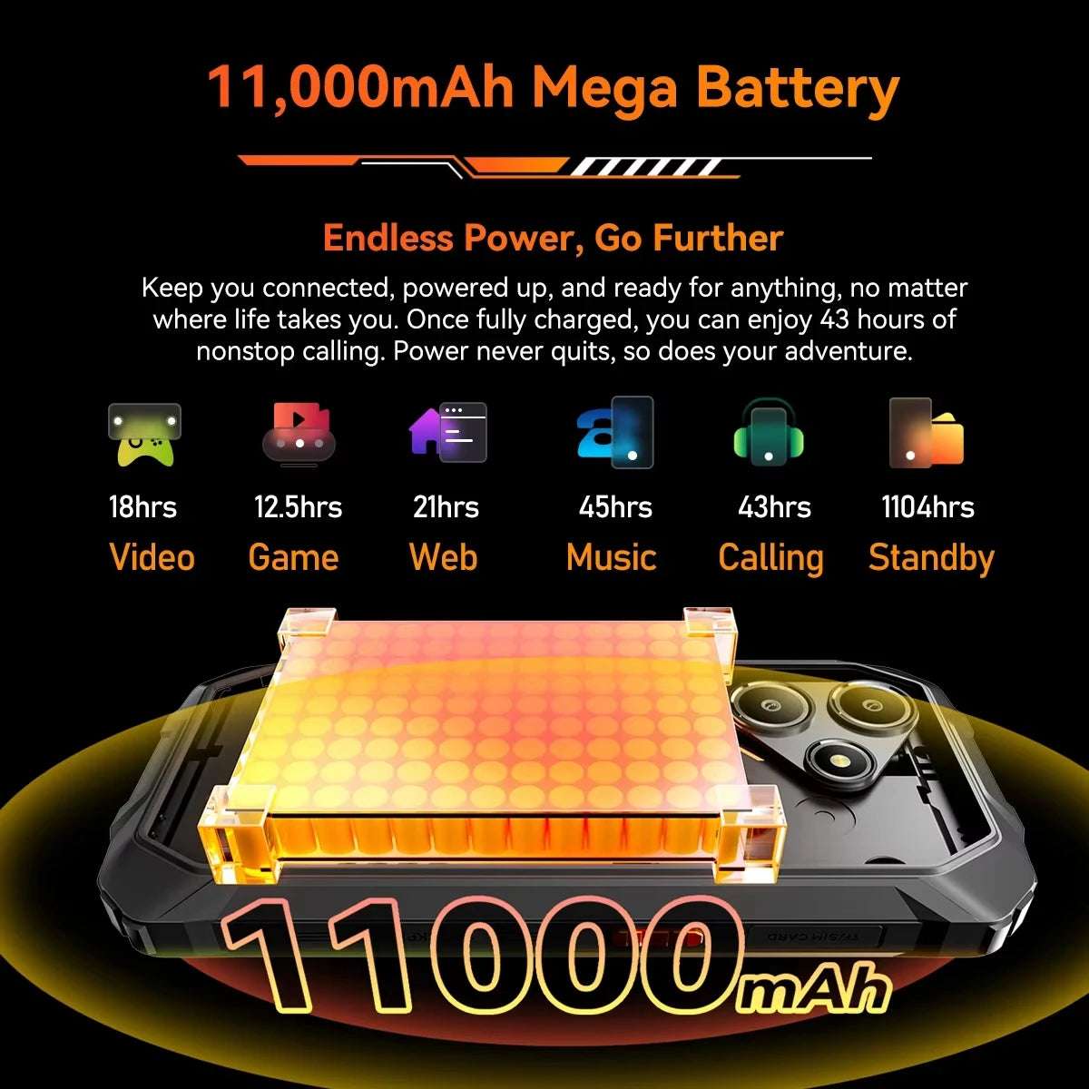 Blackview OSCAL Marine 2 Rugged Phone 8GB RAM 256GB Smartphone AI 11000mAh Battery 6.56 " HD+Display Unisoc T61 Android 15 NFC