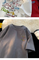 ex Pure Cotton ort Sve T-irt fiti Letter Print Casual Faionable UV Protection Coating Tag Removed Clothing