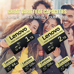 بطاقة ذاكرة Micro SD أصلية من لينوفو بسعة 2 تيرابايت و1 تيرابايت و512 جيجابايت وبطاقة ذاكرة عالية السرعة بسعة 256 جيجابايت و128 جيجابايت وبطاقة TF لمعدات الطائرات بدون طيار والصوت وأجهزة الكمبيوتر الشخصية