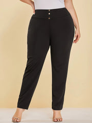 Autumn and winter new women's plus size knitted fabric casual models slit design straight trousers