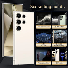 S24 Pro، هاتف ذكي يعمل بنظام أندرويد، شاشة 6.8 بوصة، ذاكرة وصول عشوائي (RAM) سعة 8 جيجابايت، ذاكرة قراءة فقط (ROM) سعة 256 جيجابايت، ثنائي الشريحة، هاتف محمول، متجر Google Play، كاميرا 24+48 ميجابكسل، 6000 مللي أمبير/ساعة، هواتف محمولة