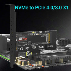 JEYI M.2 NVME SSD to PCIE X1 Adapter Card, 2280 SSD PCIe 3.0 4.0 Expansion Card for Desktop PC, PCI-E GEN4 16Gbps Full Speed SK1