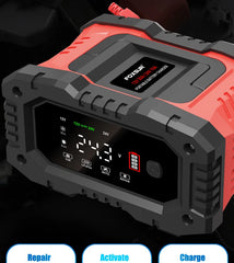 12v/24v Fully Automatic Battery Charger 7-segment Smart Car Battery Charger Pulse Repair for Agm Gel Wet Lead Acid Charging