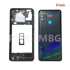 For Samsung Galaxy A21s A217 Housing Middle Frame Chassis battery cover shell Lid Case Rear Back Panel camera Glass Sim slot