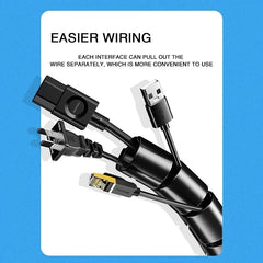 2M/1M Flexible Spiral Cable Wire Protector Cable Organizer Computer Cord Protective Tube Clip Organizer Management Tools 16/10mm