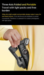 AOCHUAN 3-Axis Handheld Gimbal Stabilizer for Smartphone with Fill Light for iPhone Android Face Tracking Vlog Smart XE