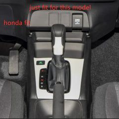 Genuine Leather Car Gear Shift Collars for Honda Fit City 2020 2021 AT Hand Brake Protection Cover Gear Head Knob Covers