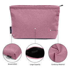 Corduroy Travel Cosmetic Bag Portable Makeup Storage Bag Purses Women Large Capacity Zipper Make Up Organizer Storage Clutch