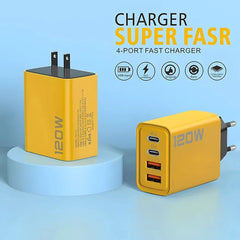 شاحن سريع 120 وات من النوع C Quick Charge 3.0 محول شاحن USB لأجهزة iPhone وSamsung وXiaomi PD USB شاحن سريع الشحن