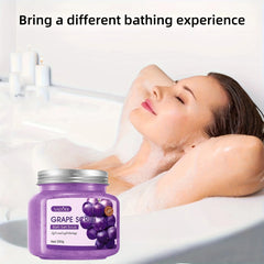 Grape Bath Salt Scrub 350g, Exfoliating, Moisturizing, Smoothing, Facial and Body Scrub, Hypoallergenic, Physical Exfoliation, Can Be Used for Legs, Knees, Feet, Arms, Hands and Whole Body, and Is a Great Gift for Family Memb