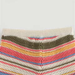 2024 Autumn European And American New Women's Fashion Casual Stripe Printed Short Sleeve Flip Collar Cardigan Casual Shorts Set