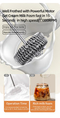 UPGRADED Electric Coffee Frother/MILK Whisk+Egg Beater MINI Food Blender USB Rechargeable Handheld Three Speeds Espresso Tools